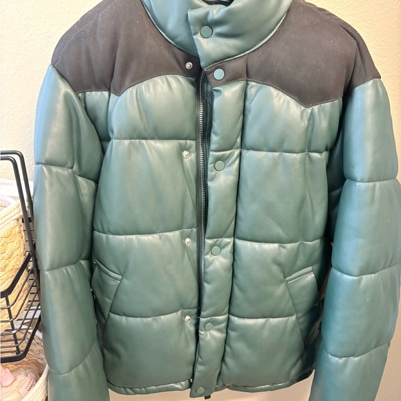 Hudson Jeans Green and Black Puffer Jacket - Picture 1 of 4